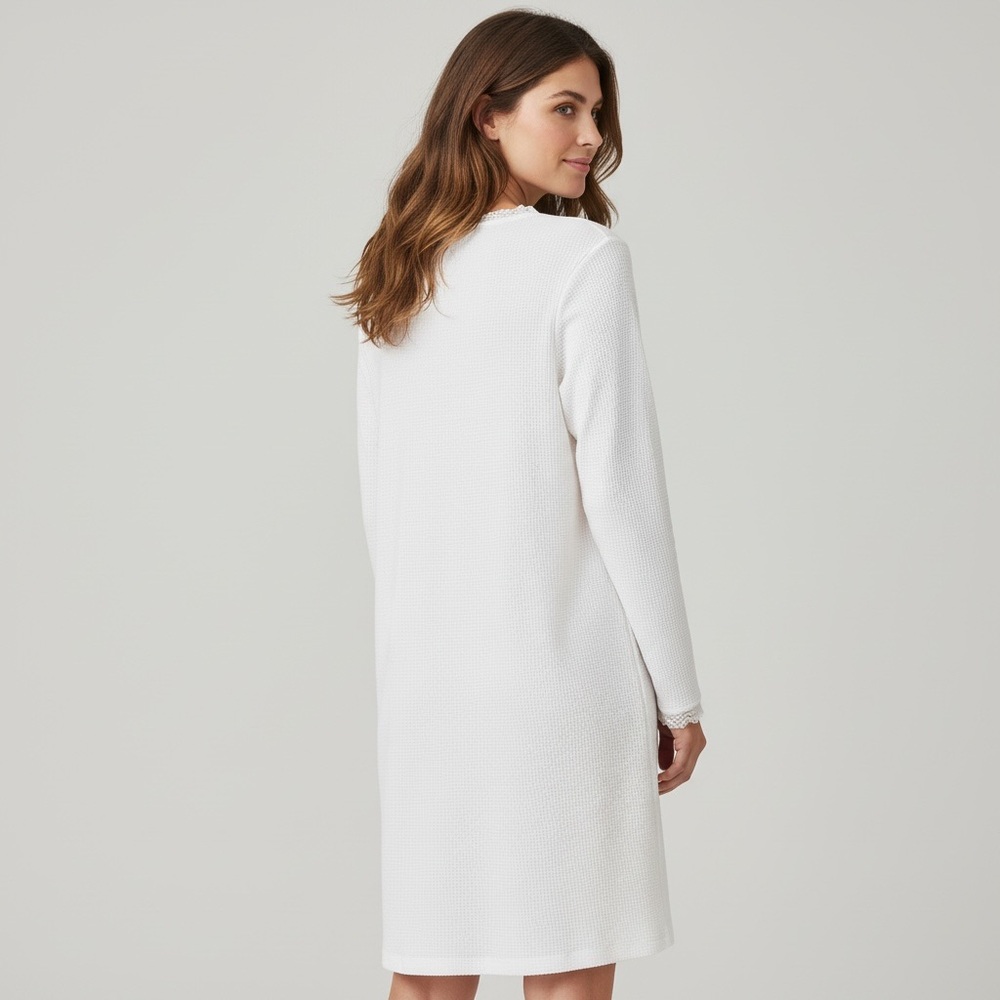 Skin Worldwide 100% Cotton Waffle Knit Night Dress - Picture 2 of 11
